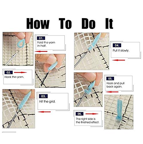 LDDOTR Latch Hook Kits, DIY Latch Hook Kits for Adults Carpet Cushion Crocheting Pillowcase Rug Sewing Craft Kit Creative Gift for Home Sofa Furniture,style5