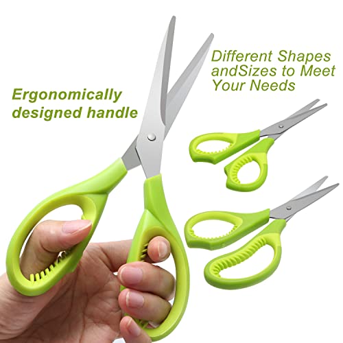 Scissor Set with Sharp Blades, Craft Scissors Stationery for Office School Cutting Sewing Soft Grip Scissors Set of 3, Stainless Steel