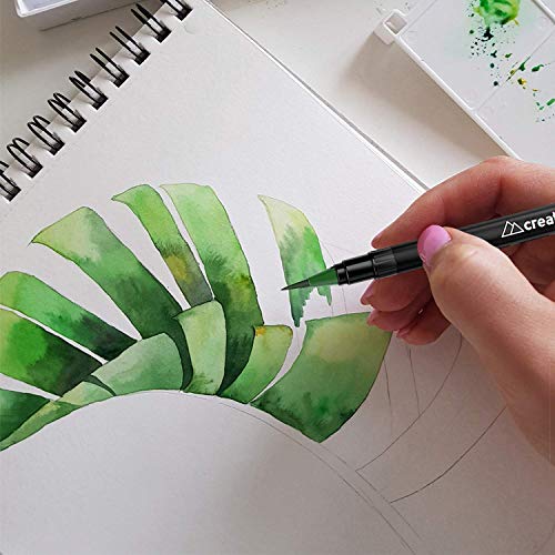 Creativepeak Watercolour Brush Pens - 24 Vibrant Colouring Pens & 2 Blending Brushes - Quality Art Supplies Featuring Soft Tip - Perfect for Calligraphy, Lettering, Adult Colouring