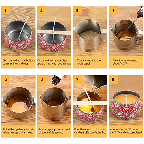 Soy Candle Making Kit, DIY Scented Candle Making Supplies for Adults & Beginners, Full Set Candle Maker Set with Melting Pot, Jars, Soy Wax, Dyes, Wicks, Sticker, Thermometer, Fragrance Oils