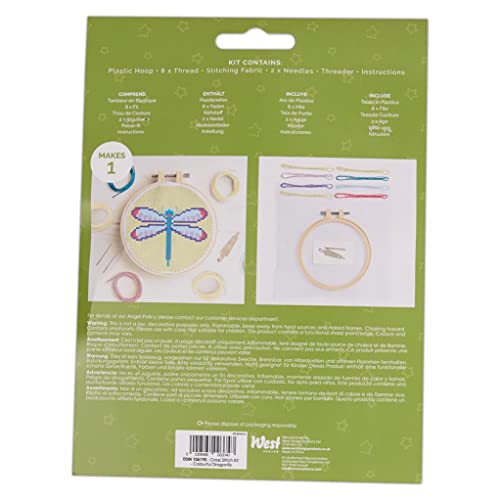 Simply Make Adults Colourful Dragonfly Embroidery Craft Cross-Stitch Kit, Makes A Perfect Present for Creativity and Hobby Enthusiast, Ideal for Beginners First Starter Sets, Make Your Own DIY Crafts