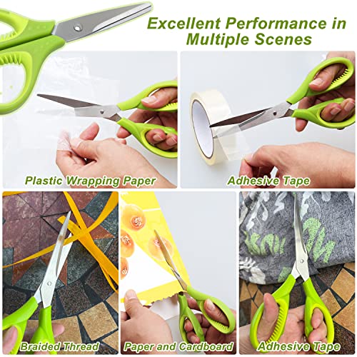 Scissor Set with Sharp Blades, Craft Scissors Stationery for Office School Cutting Sewing Soft Grip Scissors Set of 3, Stainless Steel