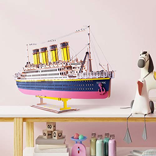 GuDoQi Titanic Model Kit, 3D Wooden Puzzle to Build, Make Your Own Woodcraft Kit, Wood Construction Hobbies for Adults, DIY Assembly Toy, Gifts Idea for Birthdays Christmas