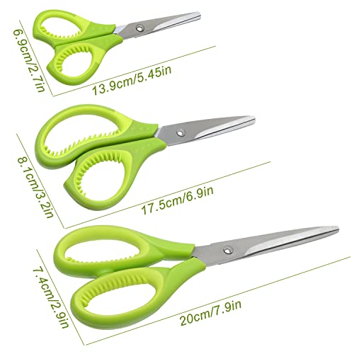 Scissor Set with Sharp Blades, Craft Scissors Stationery for Office School Cutting Sewing Soft Grip Scissors Set of 3, Stainless Steel