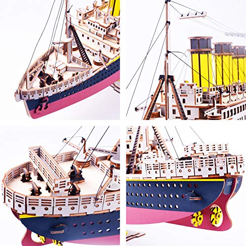 GuDoQi Titanic Model Kit, 3D Wooden Puzzle to Build, Make Your Own Woodcraft Kit, Wood Construction Hobbies for Adults, DIY Assembly Toy, Gifts Idea for Birthdays Christmas