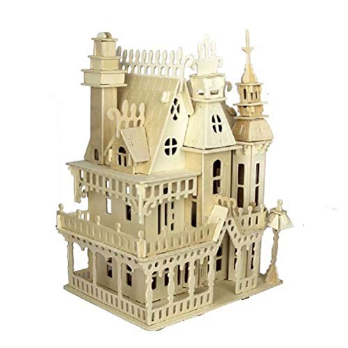 CUTEROOM Fantasy Villa Model House Kit - 3D Puzzle Model Kit - Woodcraft Construction Kit Diy Miniature Dolls House Kits for Adults to Bulid