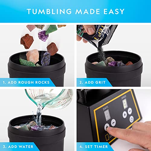 National Geographic Professional Rock Tumbler Kit- Rock Polisher for Kids and Adults, Complete Rock Tumbler Kit with Durable Tumbler, Rocks, Grit, and Our New GemFoam Polisher, A Great STEM Hobby