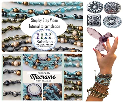 Sabrikas Let Your Creative Spirit Run Free Macrame Jewellery Making Kit Spiral Wrap Bracelet & Crystal Glass Beads Girls Hobby DIY Craft Gift Set