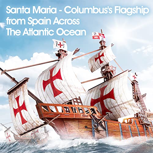 CubicFun 3D Puzzles for Adults Santa Maria Ship Model Spanish Vessel Puzzles for Adults and Kids, Desk Décor Building Kits Brain Teaser Hobby Gifts for Women and Men, 204 Pieces