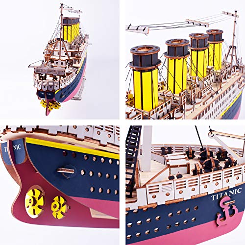 GuDoQi Titanic Model Kit, 3D Wooden Puzzle to Build, Make Your Own Woodcraft Kit, Wood Construction Hobbies for Adults, DIY Assembly Toy, Gifts Idea for Birthdays Christmas
