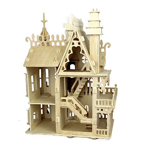 CUTEROOM Fantasy Villa Model House Kit - 3D Puzzle Model Kit - Woodcraft Construction Kit Diy Miniature Dolls House Kits for Adults to Bulid