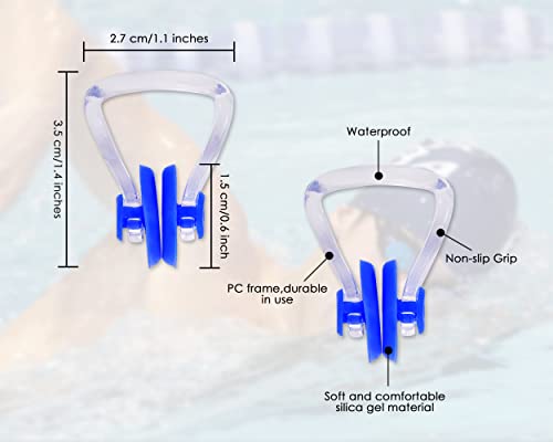 ds. distinctive style 3 Pieces Swimming Nose Clips PVC Silicone Swimming Nose Plugs Swim Training Protector Plug for Adult Kids (3 Pcs, Blue)