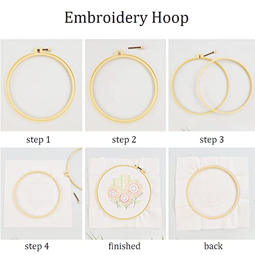 Embroidery Kit for Adults Beginners Starter Cross Stich Kit with Black Cat Flower Pattern Stamped Embroidery Cloth Hoops Threads Needles Easy Handmade Needlepoint Kits,Black Cat