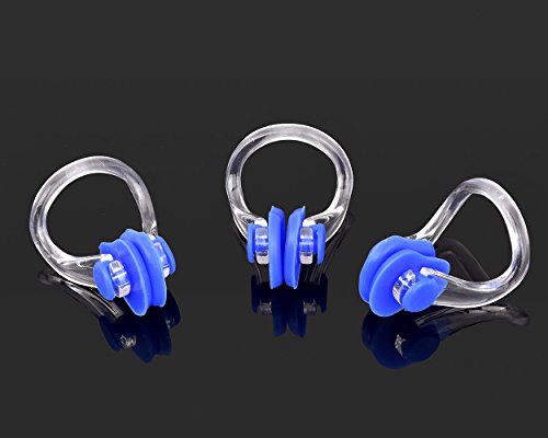 ds. distinctive style 3 Pieces Swimming Nose Clips PVC Silicone Swimming Nose Plugs Swim Training Protector Plug for Adult Kids (3 Pcs, Blue)