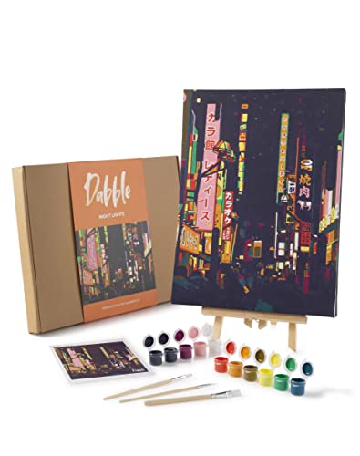 Dabble™ Premium Paint by Numbers Kit for Adults Beginners, Quality Painting by Numbers for Adults on Canvas Frame, Flowers, Plants, Gift - Night Lights