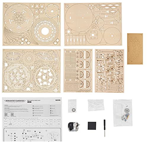 Surplex Carousel Woode Puzzles, 3-D Music Box Jigsaws Model Kits, Laser Cut - Complex Building Models, Development of Mental Toys, for Adults Teens and Children, Romantic Couple Gift