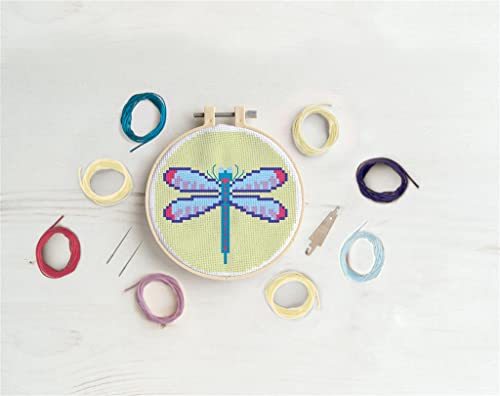 Simply Make Adults Colourful Dragonfly Embroidery Craft Cross-Stitch Kit, Makes A Perfect Present for Creativity and Hobby Enthusiast, Ideal for Beginners First Starter Sets, Make Your Own DIY Crafts