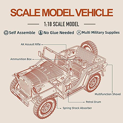 RoWood 3D Wooden Puzzle Jeep Model Kit for Adults and Teens to Build, DIY Car Model Building Woodcraft Construction Kit, Ideal Christmas and Birthday Gift
