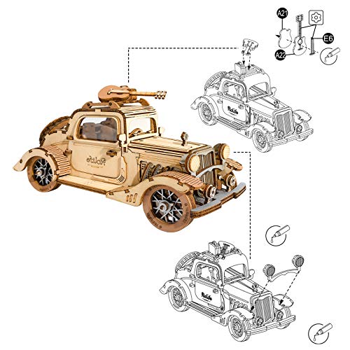 Rolife 3D Puzzle,Model Kits for adults to build,Gift for Men Kids TG504 Vintage Car