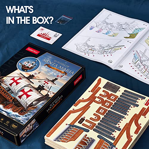 CubicFun 3D Puzzles for Adults Santa Maria Ship Model Spanish Vessel Puzzles for Adults and Kids, Desk Décor Building Kits Brain Teaser Hobby Gifts for Women and Men, 204 Pieces