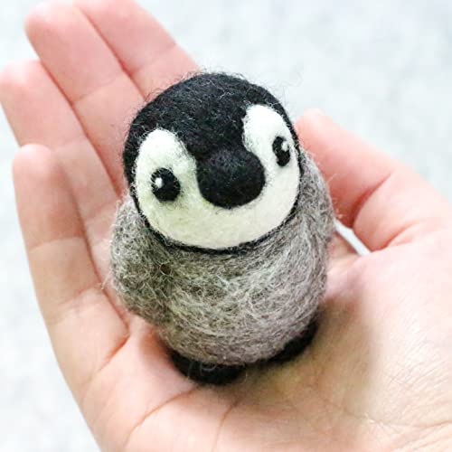 Hawthorn Handmade Needle Felting Kits - Wool Roving Needle Felting Kits | Calming Self-Learning Craft for Adults | Great for Beginners (Baby Penguin)