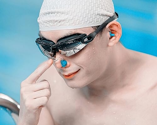 ds. distinctive style 3 Pieces Swimming Nose Clips PVC Silicone Swimming Nose Plugs Swim Training Protector Plug for Adult Kids (3 Pcs, Blue)