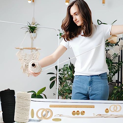 Beginners Macrame Kit for Adults,Featuring 3mm Macrame Cord,Wooden Beads,Rings,Instruction Book.All Accessories You Need to Make Macrame Plant Hanger,Macrame Wall Hanging Adults Craft Kit
