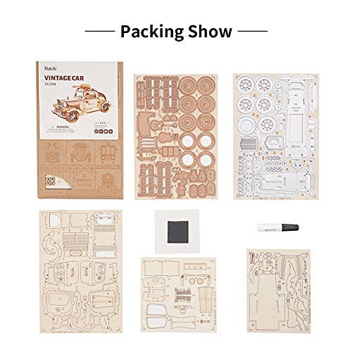 Rolife 3D Puzzle,Model Kits for adults to build,Gift for Men Kids TG504 Vintage Car