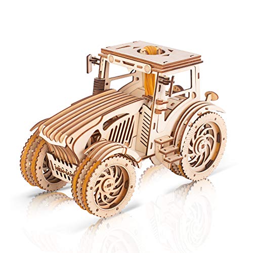 GuDoQi Tractor Model Kit, 3D Wooden Puzzle, Wood Construction Kit for Teens Adults to Build, Make Your Own Woodcraft Kit, Hobbies for Adults, DIY Assembly Toy, Gift Idea for Birthdays Christmas