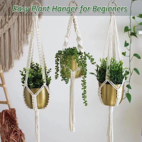 Beginners Macrame Kit for Adults,Featuring 3mm Macrame Cord,Wooden Beads,Rings,Instruction Book.All Accessories You Need to Make Macrame Plant Hanger,Macrame Wall Hanging Adults Craft Kit