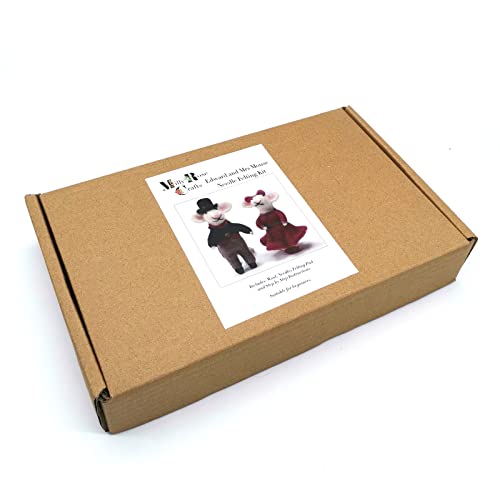MillyRose Crafts Mouse Needle Felting Kit, Felting Wool, Felting Kits for Beginners Adults, Full Colour Instruction UK Craft Company, Edward & Mrs Mouse