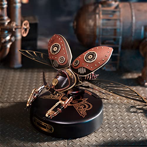 ROBOTIME 3D Metal Puzzle, Plastic Building Kits for Adults and Kids, Rhinoceros Beetle Model Building Set-Hobbies Gifts for Men Women