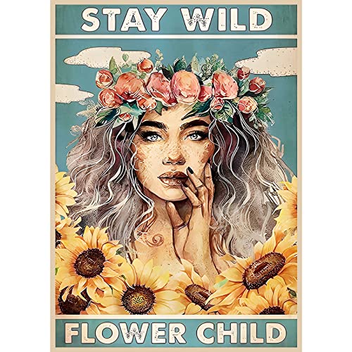 MXJSUA Inspirational Diamond Painting Kits, 5D Diamond Painting Kits for Adults Beginner, 5D Diamond Art Inspirational Kits Adults, DIY Diamond Picture Gem Arts Painting Girl and Sunflowers 30x40cm