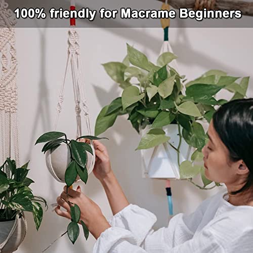 Beginners Macrame Kit for Adults,Featuring 3mm Macrame Cord,Wooden Beads,Rings,Instruction Book.All Accessories You Need to Make Macrame Plant Hanger,Macrame Wall Hanging Adults Craft Kit