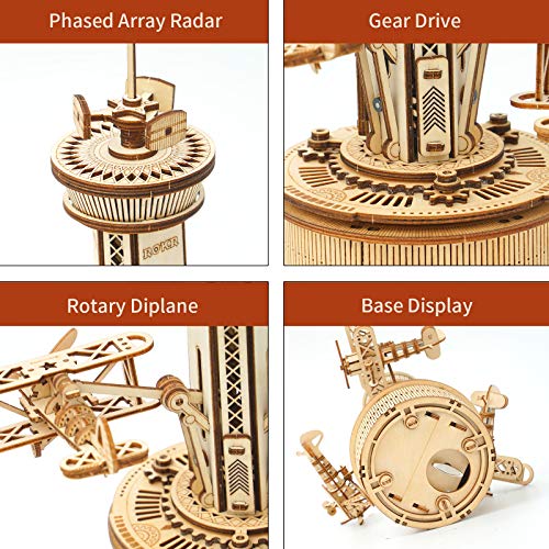 ROKR Wooden Model kit Airplane-Control Tower Model Wooden Puzzle Birthday Gifts For Teens and Adults