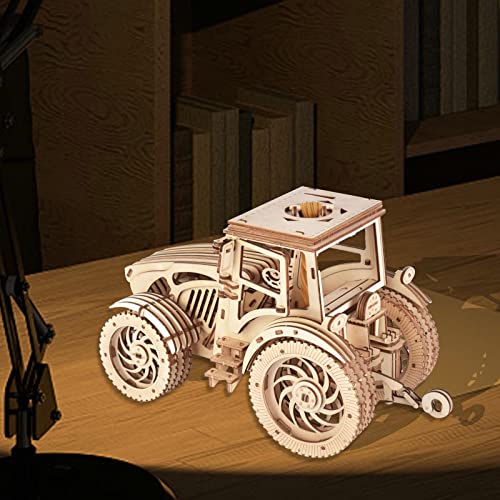 GuDoQi Tractor Model Kit, 3D Wooden Puzzle, Wood Construction Kit for Teens Adults to Build, Make Your Own Woodcraft Kit, Hobbies for Adults, DIY Assembly Toy, Gift Idea for Birthdays Christmas