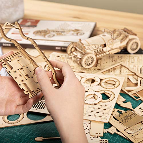 ROKR Car Model kits For Adults to Build,3D Wooden Puzzle Scale Model Vehicle,Grand Prix Car Home Decoration Gift For Teens and Adults