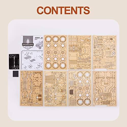 RoWood 3D Wooden Puzzle Jeep Model Kit for Adults and Teens to Build, DIY Car Model Building Woodcraft Construction Kit, Ideal Christmas and Birthday Gift