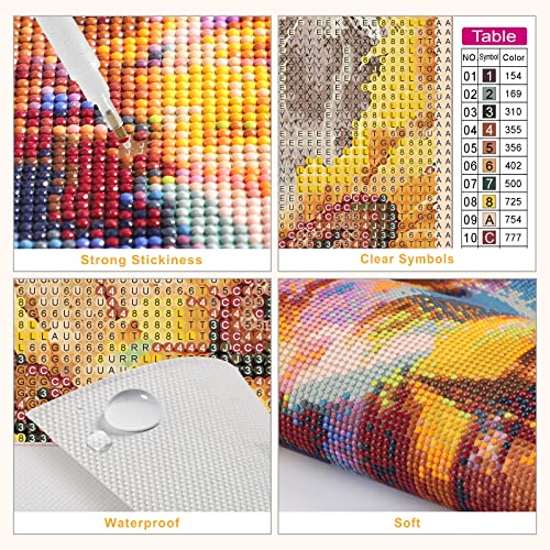 MXJSUA Inspirational Diamond Painting Kits, 5D Diamond Painting Kits for Adults Beginner, 5D Diamond Art Inspirational Kits Adults, DIY Diamond Picture Gem Arts Painting Girl and Sunflowers 30x40cm