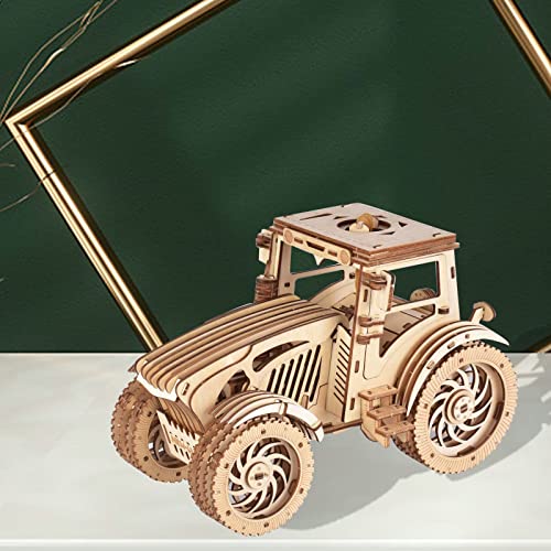 GuDoQi Tractor Model Kit, 3D Wooden Puzzle, Wood Construction Kit for Teens Adults to Build, Make Your Own Woodcraft Kit, Hobbies for Adults, DIY Assembly Toy, Gift Idea for Birthdays Christmas