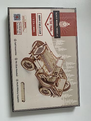 RoWood 3D Wooden Puzzle Jeep Model Kit for Adults and Teens to Build, DIY Car Model Building Woodcraft Construction Kit, Ideal Christmas and Birthday Gift