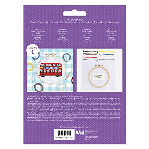 Simply Make docrafts Cross Stitch Hoop Embroidery Kit, Kings Coronation London Bus, DIY Make Your Own Craft Set, for Adults, Older Children, Kids, Beginners, Experienced Crafters, Perfect Hobby