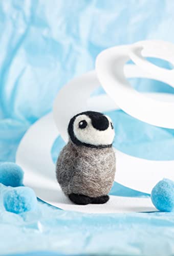 Hawthorn Handmade Needle Felting Kits - Wool Roving Needle Felting Kits | Calming Self-Learning Craft for Adults | Great for Beginners (Baby Penguin)