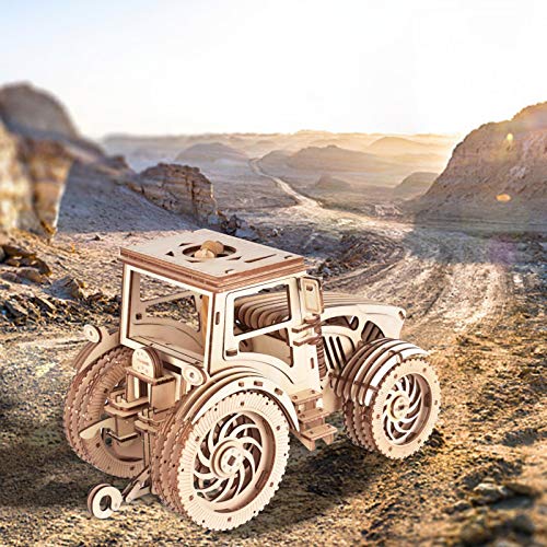 GuDoQi Tractor Model Kit, 3D Wooden Puzzle, Wood Construction Kit for Teens Adults to Build, Make Your Own Woodcraft Kit, Hobbies for Adults, DIY Assembly Toy, Gift Idea for Birthdays Christmas