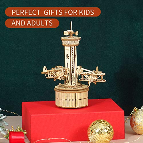 ROKR Wooden Model kit Airplane-Control Tower Model Wooden Puzzle Birthday Gifts For Teens and Adults