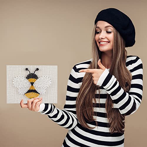 WEBEEDY 3D String Art Kit for Adults Beginners, DIY Bee String Craft Kit, Include All Necessary Accessories and Frame, Home Wall Decorations Unique Gift