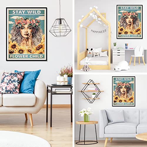 MXJSUA Inspirational Diamond Painting Kits, 5D Diamond Painting Kits for Adults Beginner, 5D Diamond Art Inspirational Kits Adults, DIY Diamond Picture Gem Arts Painting Girl and Sunflowers 30x40cm