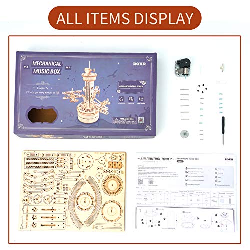 ROKR Wooden Model kit Airplane-Control Tower Model Wooden Puzzle Birthday Gifts For Teens and Adults