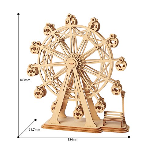 Rolife Woodcraft Construction Kit Modular Mechanical Model 3D Wooden Puzzle for Self-Assembly Toy Gift For Kids, Teens and Adult(Ferris Wheel)