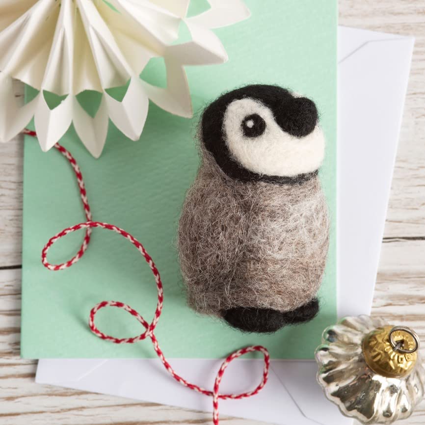 Hawthorn Handmade Needle Felting Kits - Wool Roving Needle Felting Kits | Calming Self-Learning Craft for Adults | Great for Beginners (Baby Penguin)